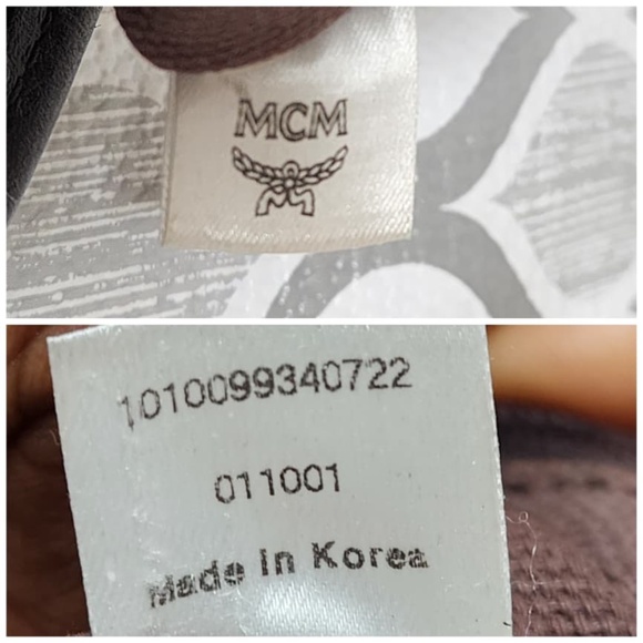 Authentic MCM Visetos Dog Bone Striped Shopper Tote Bag Brown - Picture 5 of 13